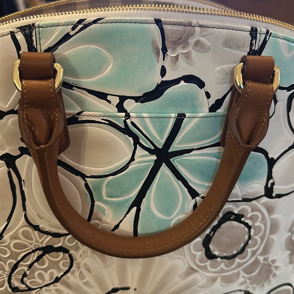 Brahmin Floral Satchel Turquoise Kelson with Matching Suri wallet - Picture 13 of 14